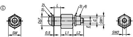 Pin steel or stainless steel for guide rollers - Form C