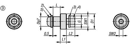 Pins, steel or stainless steel for guide rollers - Form D