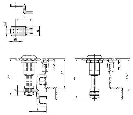 Lingueta com altura regulável para fechos lingueta de compressão, aço