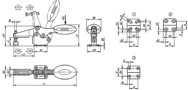 Grampos rápidos horizontais antiestáticos com base horizontal e ponteira regulável