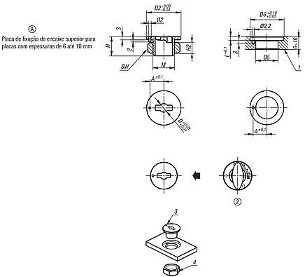 Placas de fixação de encaixe superior adequadas para travas rotativas de fixação modelo on/off