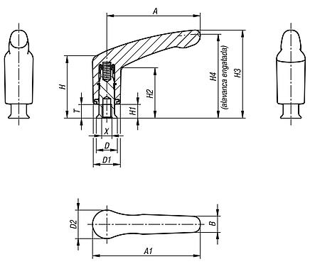 Alavanca de aperto com rosca fêmea e colar para anel de vedação e arruela Hygienic USIT® da Freudenberg Process Seals