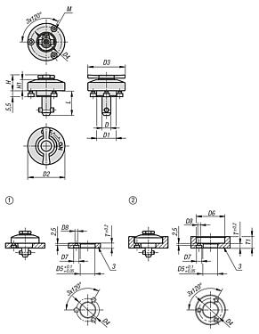 Trava rotativa de fixação modelo on/off plana