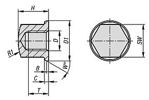Porcas cegas compactas no modelo Hygienic DESIGN