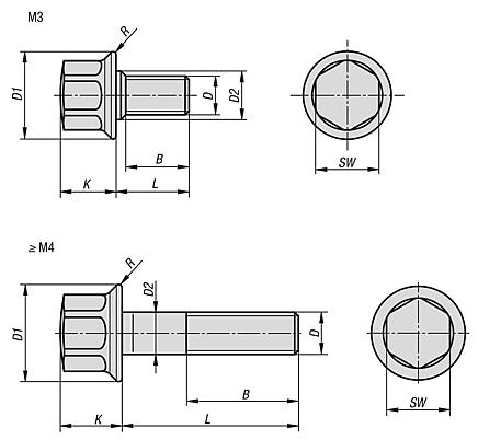 Parafusos sextavados com colar para a linha Hygienic USIT® anel de vedação e arruela Freudenberg Process Seals